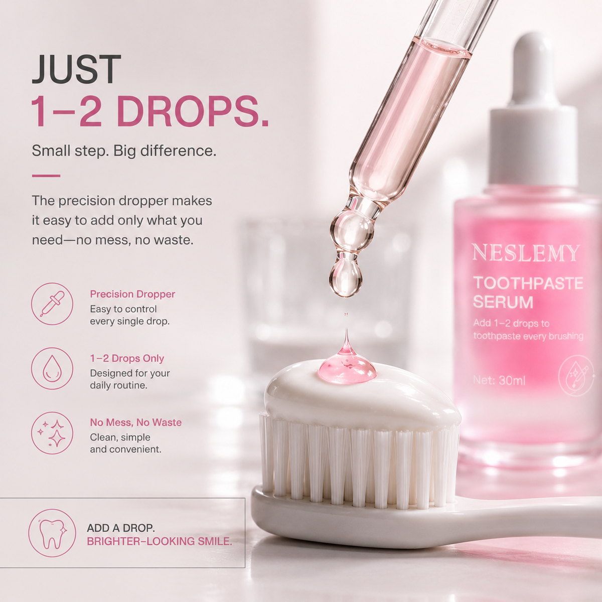 NESLEMY  Toothpaste Serum, Add 1‑2 Drops To Toothpaste For Brighter Enamel‑Friendly Smile😄
