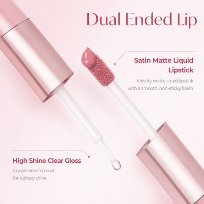 Fularvest Perfect Twin Lip — Dual-Ended Liquid Lipstick with Velvet Matte Color and Glossy Shine
